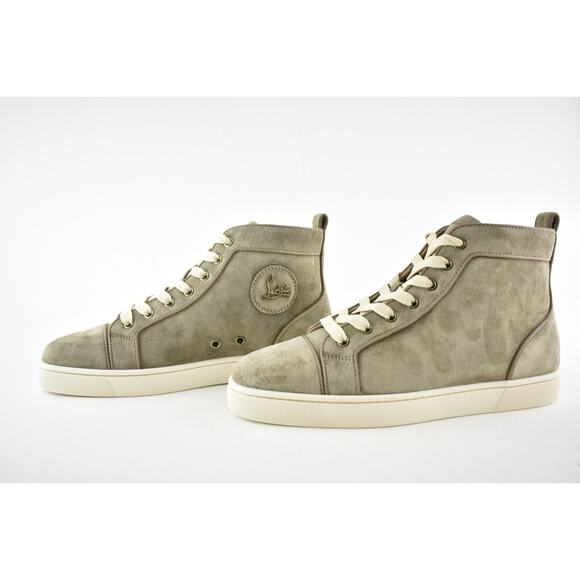 Christian Louboutin Mens Louis Orlato Flat Poivre Vert Suede High Sneaker 40 7 - Picture 10 of 12